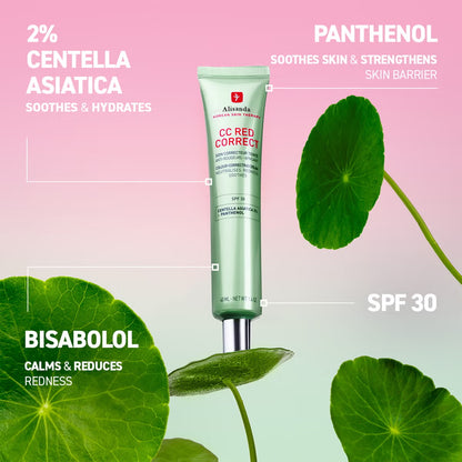 🍀CC Red Color Correcting SPF 25 Green Pigment Cream, Neutralizes Redness, Calms Skin, Lightweight, Tone‑Perfecting Primer, Korean Skincare