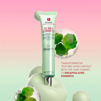 🍀CC Red Color Correcting SPF 25 Green Pigment Cream, Neutralizes Redness, Calms Skin, Lightweight, Tone‑Perfecting Primer, Korean Skincare