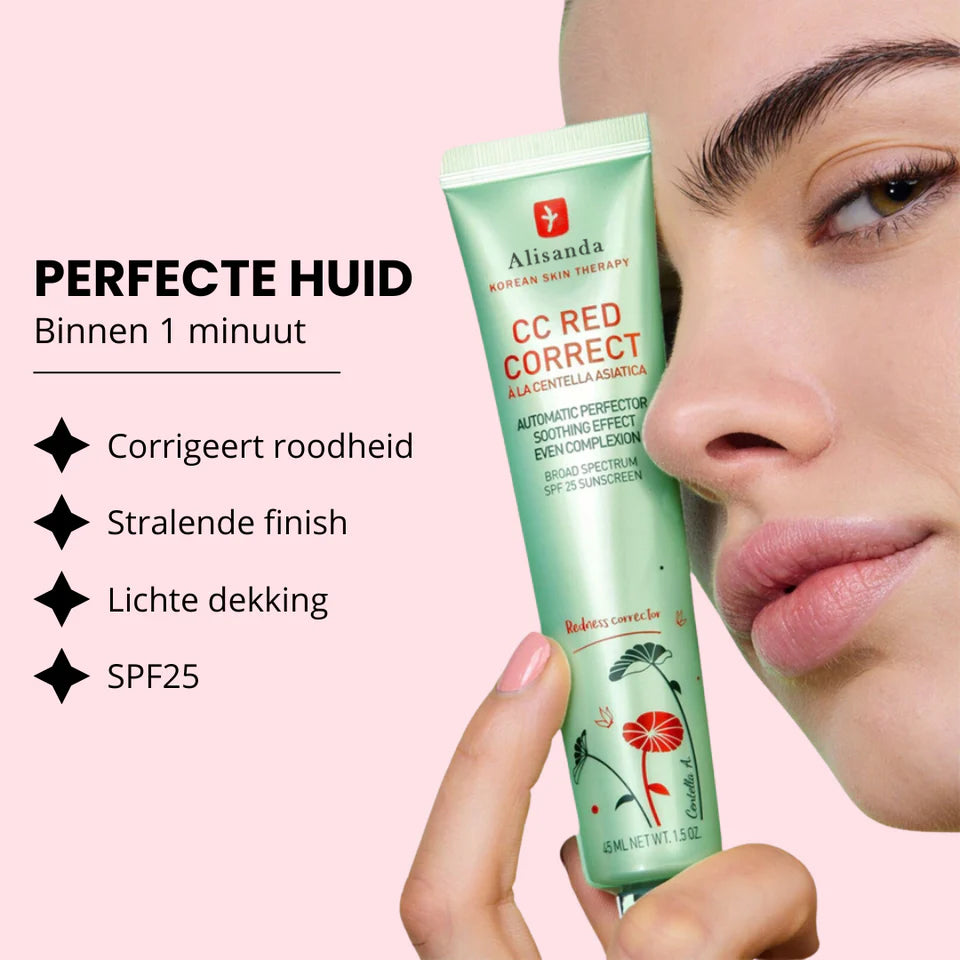 🍀CC Red Color Correcting SPF 25 Green Pigment Cream, Neutralizes Redness, Calms Skin, Lightweight, Tone‑Perfecting Primer, Korean Skincare