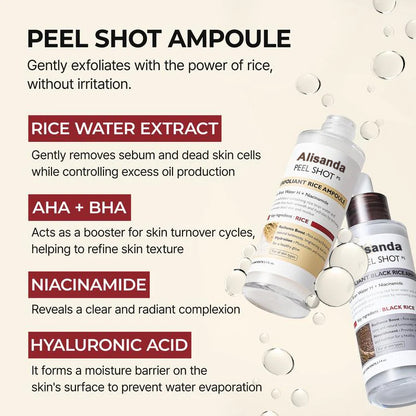 💖PEEL SHOT GLOW RICE AMPOULE DUO-SERUMS FORBRIGHTENING, EXFOLIATING, AND MOISTURIZINGSUITABLE FOR ALL SKIN TYPES