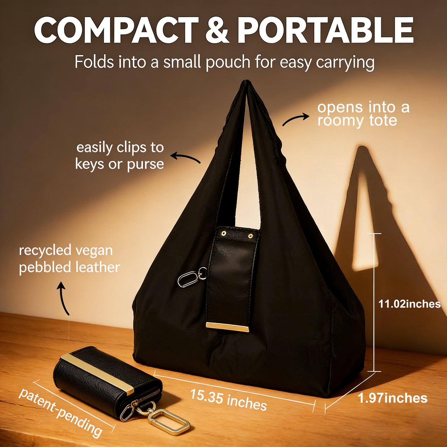 👜Keychain Tote Bag, Compact Handbag for Women, Expandable & Portable Purse for Daily Errands, Shopping, Work