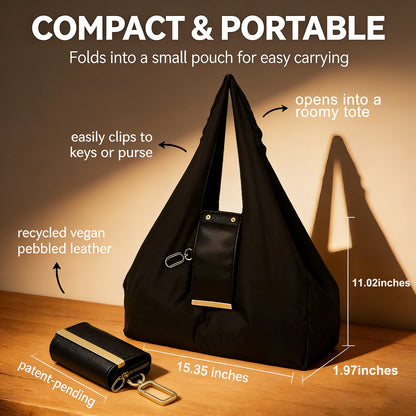 👜Keychain Tote Bag, Compact Handbag for Women, Expandable & Portable Purse for Daily Errands, Shopping, Work