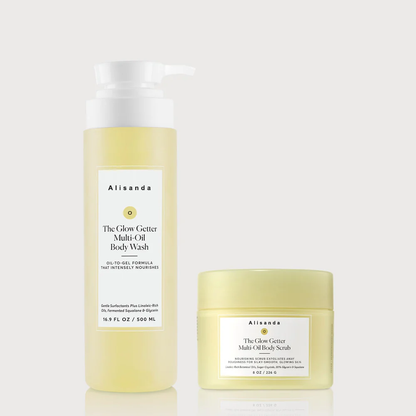 ✨The Glow Getter Bundle:Enriched with linoleic acid plant oil, sugar crystals, 20% glycerin, squalane, shea butter, and plant peptides, it helps firm the skin, promoting a healthy, radiant glow while leaving it more hydrated and plump.