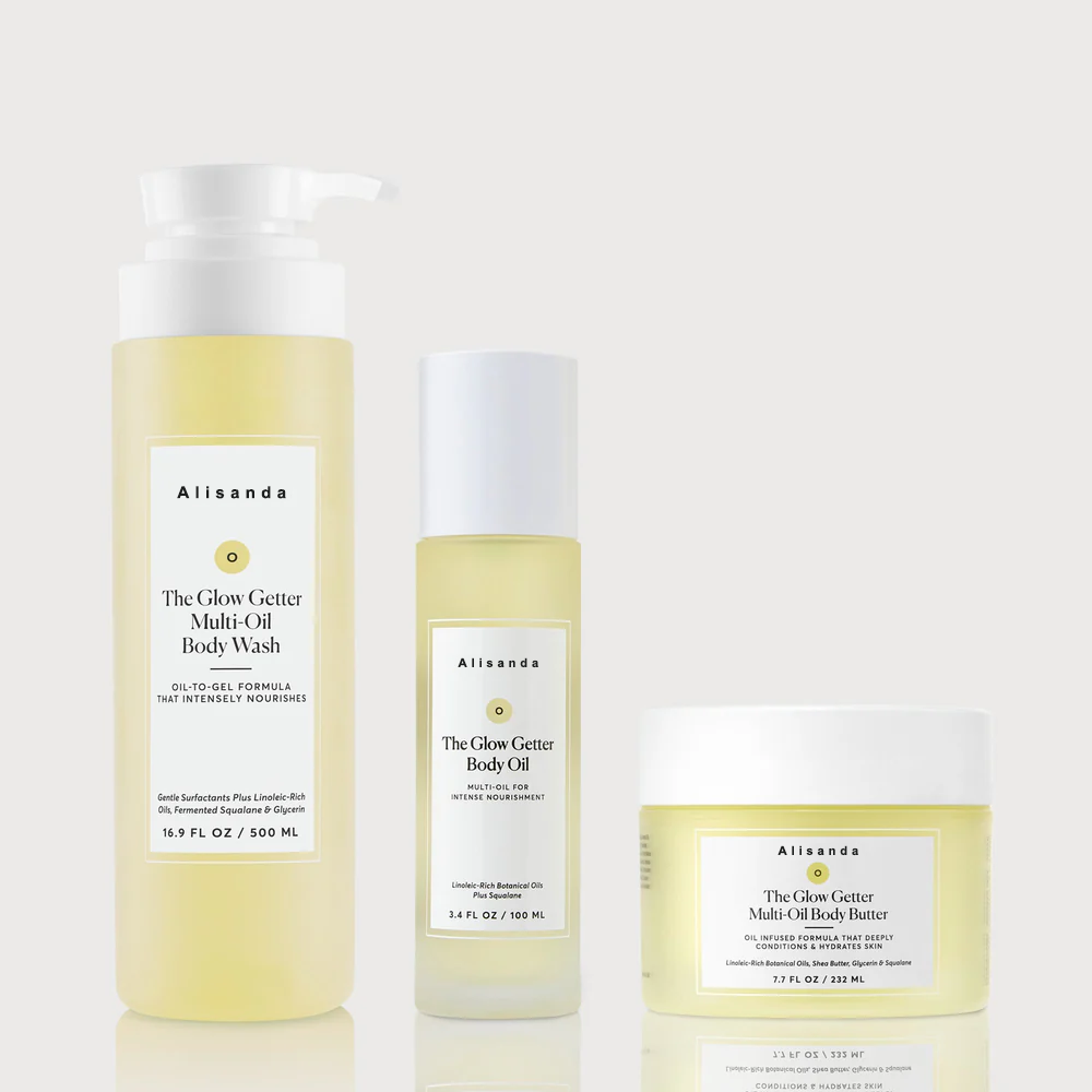 ✨The Glow Getter Bundle:Enriched with linoleic acid plant oil, sugar crystals, 20% glycerin, squalane, shea butter, and plant peptides, it helps firm the skin, promoting a healthy, radiant glow while leaving it more hydrated and plump.